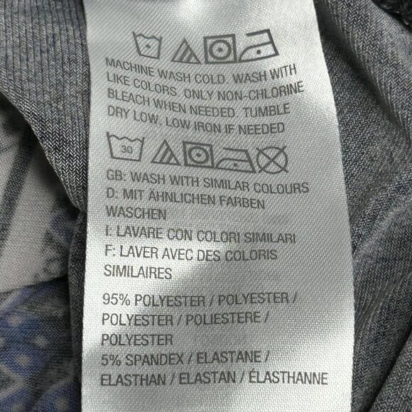 Susan Graver Shirt Womens Large Black Blue Liquid Knit Geometric Print Stretch - Picture 5 of 11